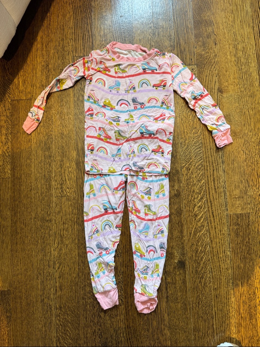 Little Sleepies Pink Rainbow & Roller Skate Toddler Pajama Set